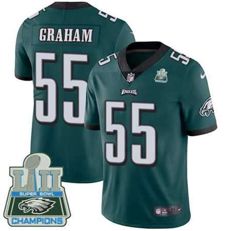 Men's Nike Eagles #55 Brandon Graham Midnight Green Team Color Super Bowl LII Champions Stitched Vapor Untouchable Limited Jersey